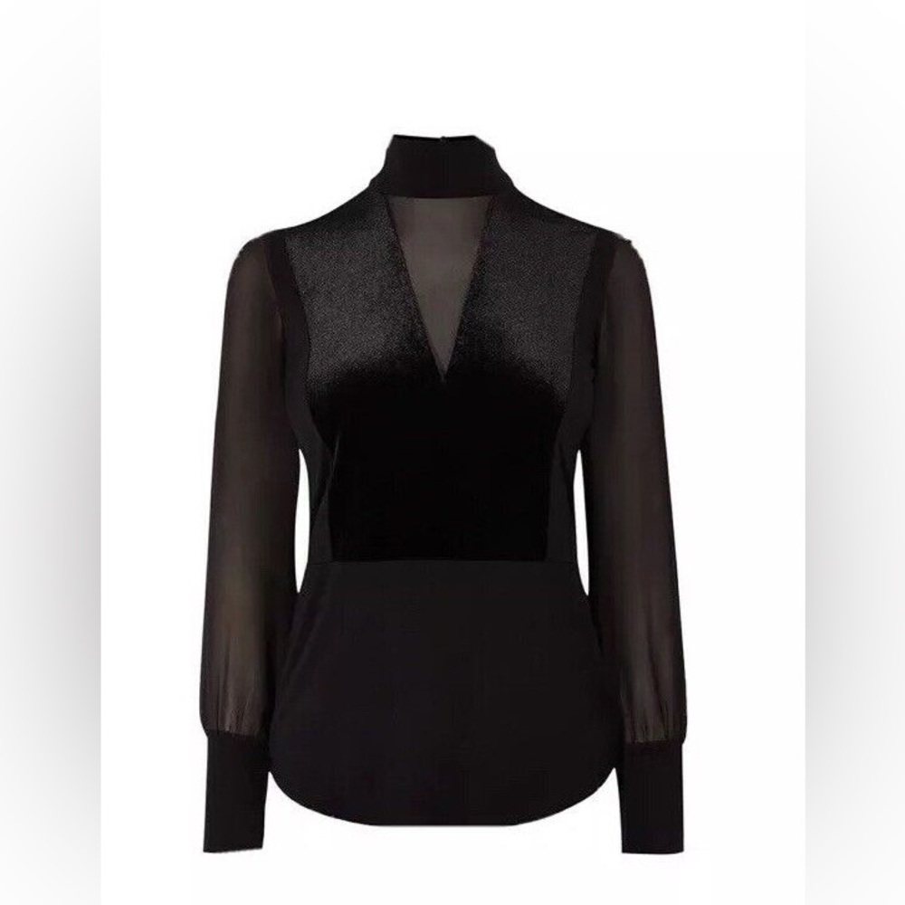 Karen Millen Black Sheer Sleeve Top